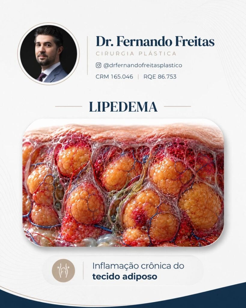 Demonstração do padrão de gordura nodular do lipedema
